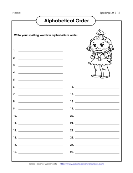 Alphabetical Order - ABC Order: Write (E-12)