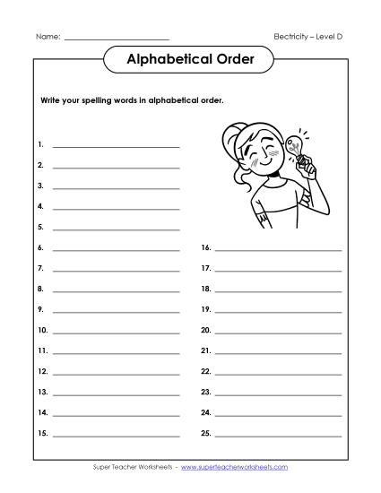 ABC Order - ABC Order: Write List ABC Order - ABC Order: Write List