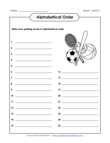ABC Order - ABC Order: Write List ABC Order - ABC Order: Write List