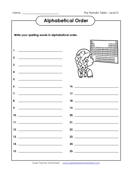 ABC Order - ABC Order: Write List ABC Order - ABC Order: Write List