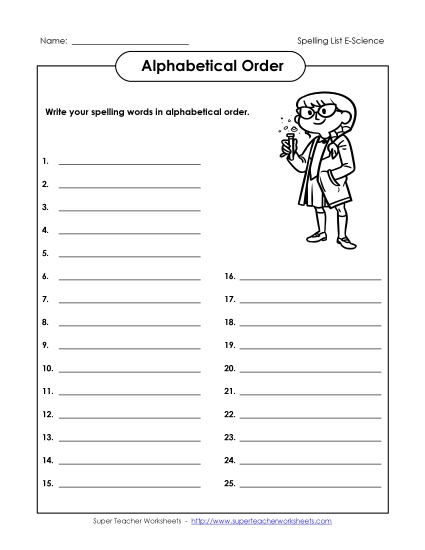 ABC Order - ABC Order: Write List