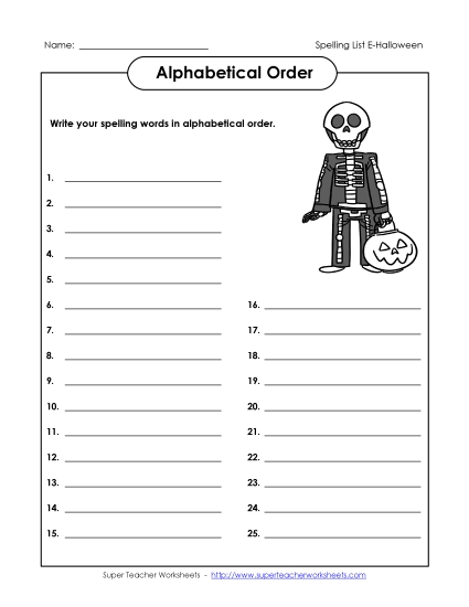 Alphabetical Order - ABC Order: Write List Alphabetical Order - ABC Order: Write List
