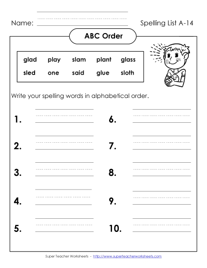 ABC Order - ABC Order: Write List (A-14) ABC Order - ABC Order: Write List (A-14)