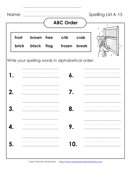 ABC Order - ABC Order: Write List (A-15)