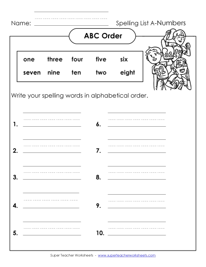 ABC Order - ABC Order: Write List (A-Number Words) ABC Order - ABC Order: Write List (A-Number Words)