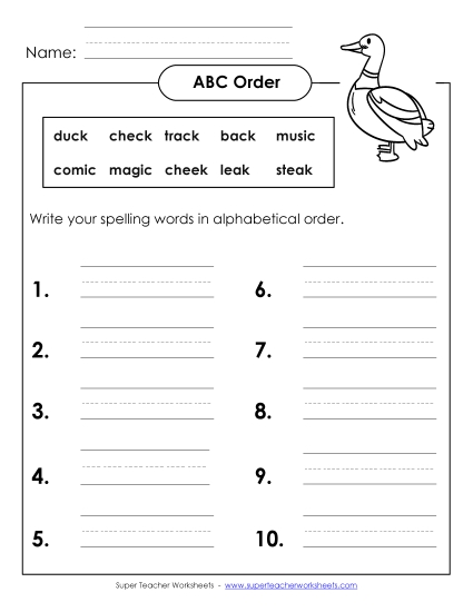 ABC Order - ABC Order: Write List (B-15) ABC Order - ABC Order: Write List (B-15)
