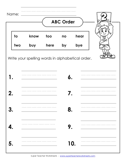ABC Order - ABC Order: Write List (B-16) ABC Order - ABC Order: Write List (B-16)