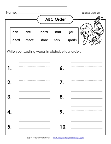 ABC Order - ABC Order: Write List (B-22)