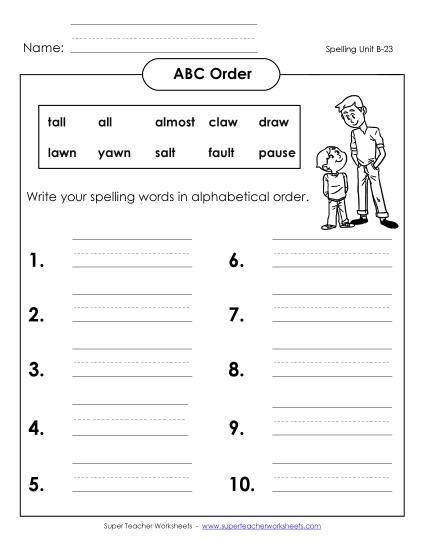 ABC Order - ABC Order: Write List (B-23)
