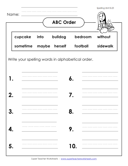 ABC Order - ABC Order: Write List (B-24) ABC Order - ABC Order: Write List (B-24)