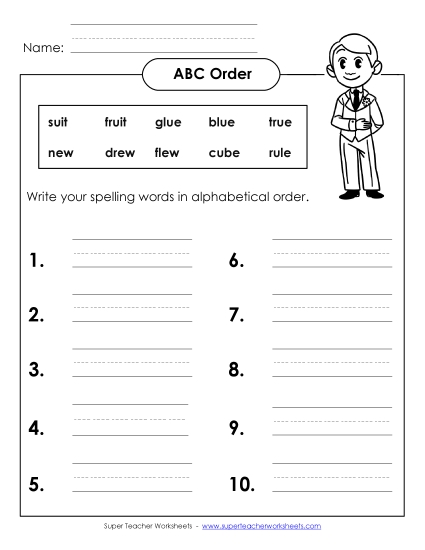 ABC Order - ABC Order: Write List (B-25) ABC Order - ABC Order: Write List (B-25)