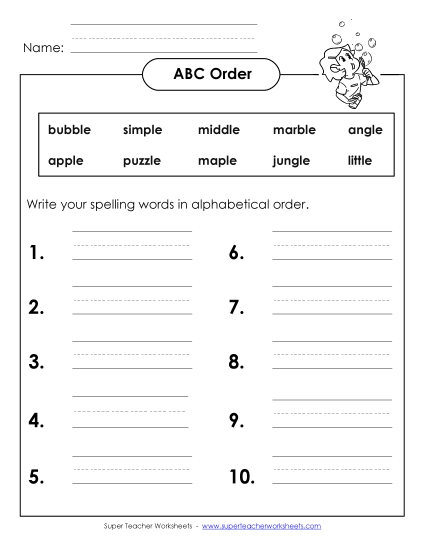 ABC Order - ABC Order: Write List (B-27) ABC Order - ABC Order: Write List (B-27)