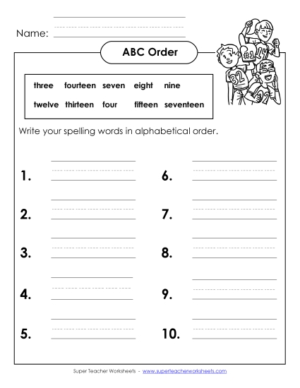 ABC Order - ABC Order: Write List (B-Number Words) ABC Order - ABC Order: Write List (B-Number Words)