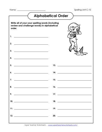 Alphabetical Order - ABC Order: Write List (C-10) Alphabetical Order - ABC Order: Write List (C-10)