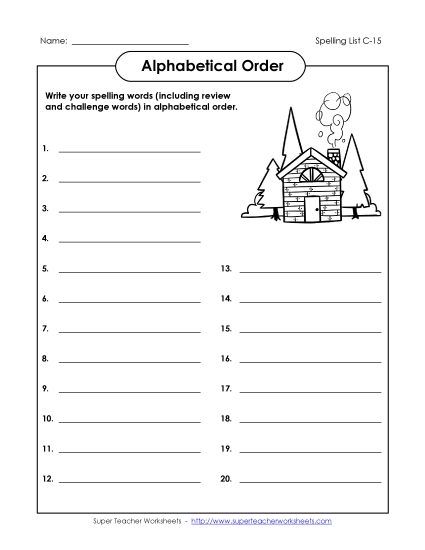 Alphabetical Order - ABC Order: Write List (C-15)