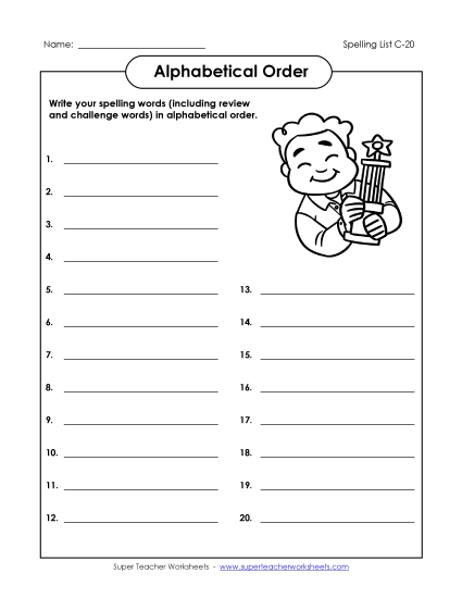 Alphabetical Order - ABC Order: Write List (C-20) Alphabetical Order - ABC Order: Write List (C-20)