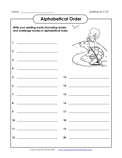 Alphabetical Order - ABC Order: Write List (C-23) Alphabetical Order - ABC Order: Write List (C-23)