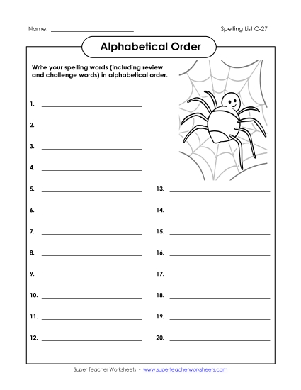Alphabetical Order - ABC Order: Write List (C-27) Alphabetical Order - ABC Order: Write List (C-27)