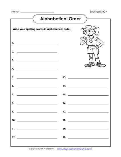 Alphabetical Order - ABC Order: Write List (C-4) Alphabetical Order - ABC Order: Write List (C-4)
