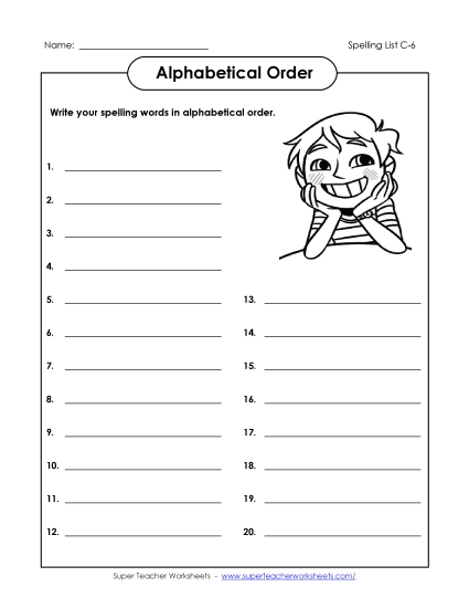 Alphabetical Order - ABC Order: Write List (C-6) Alphabetical Order - ABC Order: Write List (C-6)