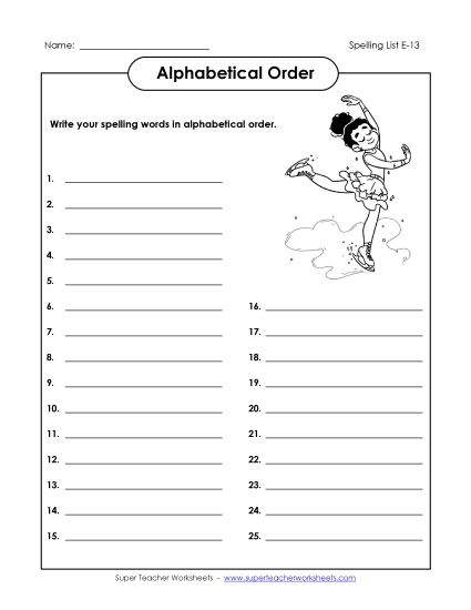 Alphabetical Order - ABC Order: Write List (E-13) Alphabetical Order - ABC Order: Write List (E-13)