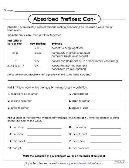 Absorbed Prefixes - Absorbed Prefixes: Con- Absorbed Prefixes - Absorbed Prefixes: Con-