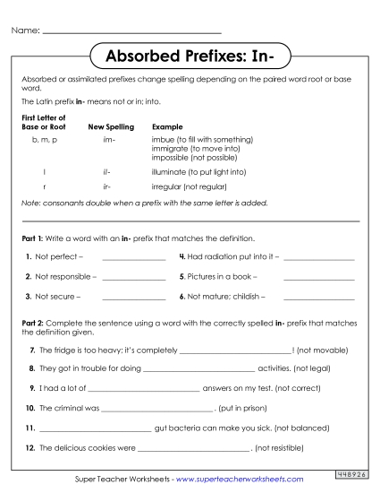 Absorbed Prefixes - Absorbed Prefixes: In- Absorbed Prefixes - Absorbed Prefixes: In-