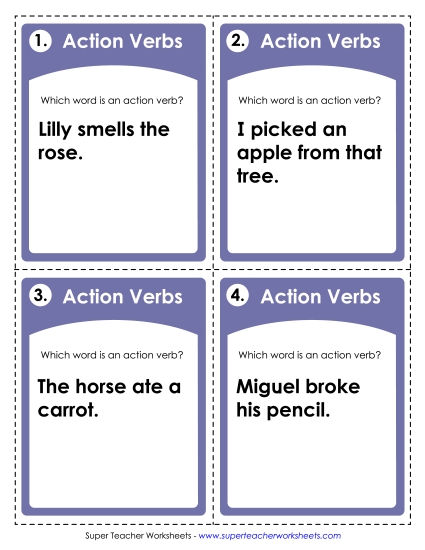 Basic Action Verbs - Action Verb Task Cards Basic Action Verbs - Action Verb Task Cards