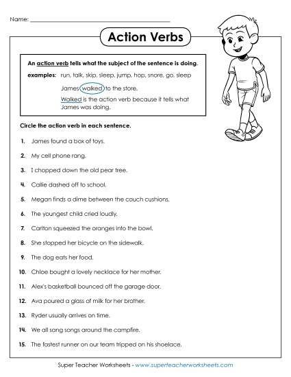 Basic Action Verbs - Action Verbs 1