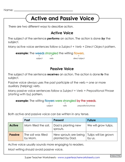 Anchor Chart - Active and Passive Voice Anchor Chart