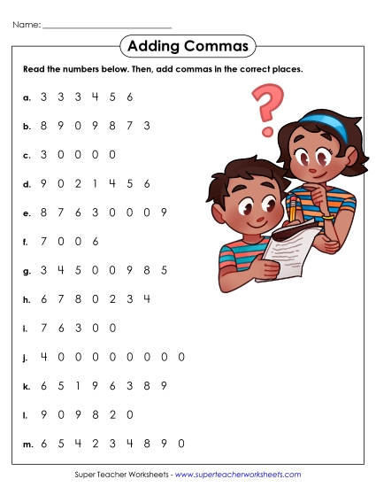 Place Value - Adding Commas Place Value - Adding Commas