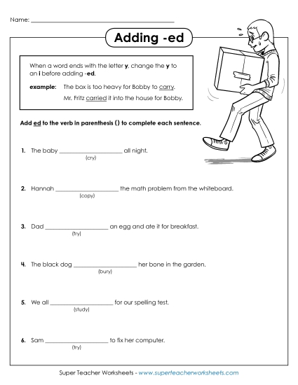 Verb Tenses - Adding -ed to Words Ending in Y Verb Tenses - Adding -ed to Words Ending in Y