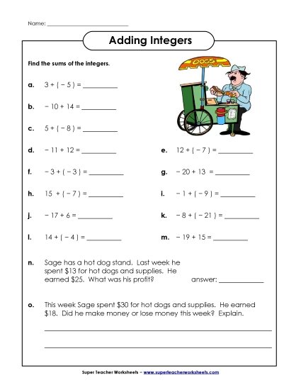 Adding Integers - Adding Integers