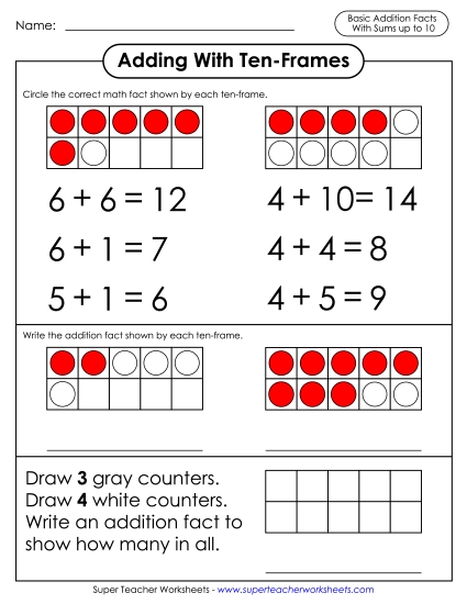 Ten-Frame Addition - Adding With Ten-Frames 2