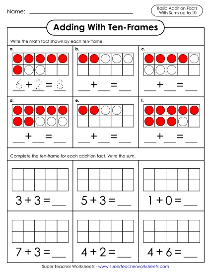 Ten-Frame Addition - Adding With Ten-Frames 3