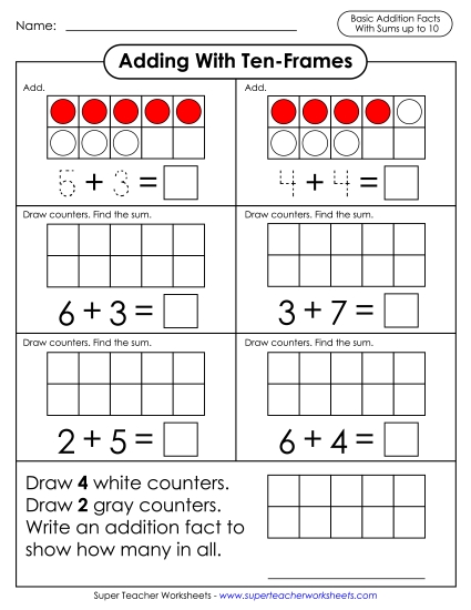 Ten-Frame Addition - Adding With Ten-Frames