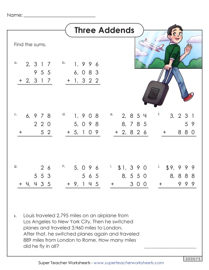 Four-Digit - Addition: 3 Addends Four-Digit - Addition: 3 Addends