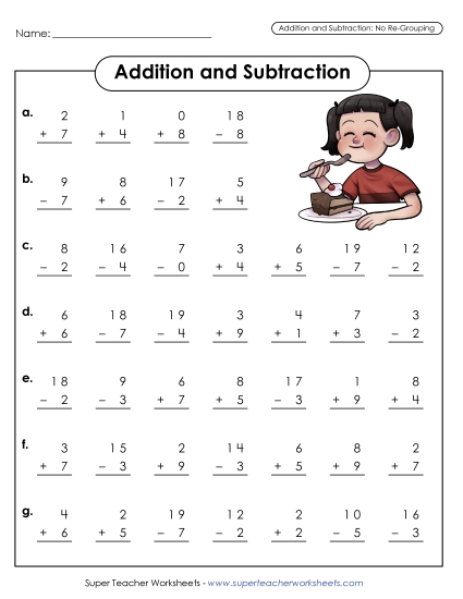 Practice Worksheets - Addition and Subtraction: 0-20 Practice Worksheets - Addition and Subtraction: 0-20