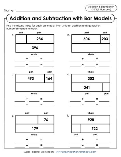 Addition and Subtraction Mixed - Addition and Subtraction Bar Models (Tape Diagrams) Addition and Subtraction Mixed - Addition and Subtraction Bar Models (Tape Diagrams)