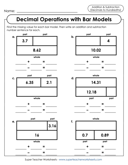 Hundredths - Addition and Subtraction with Decimals to Hundredths
