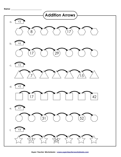 Addition Worksheets & Games - Addition Arrows