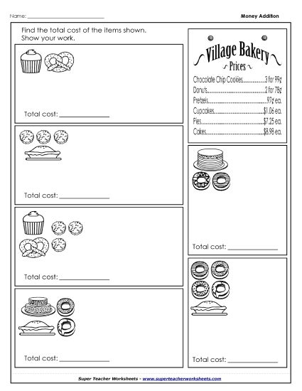 Adding Money - Addition Bakery (Money)