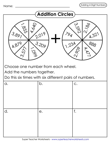 4-Digit Addition - Addition Circles 4-Digit Addition - Addition Circles