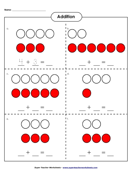 Addition Worksheets, Games, & Puzzles - Addition: Counter Pictures (Sums to 10)