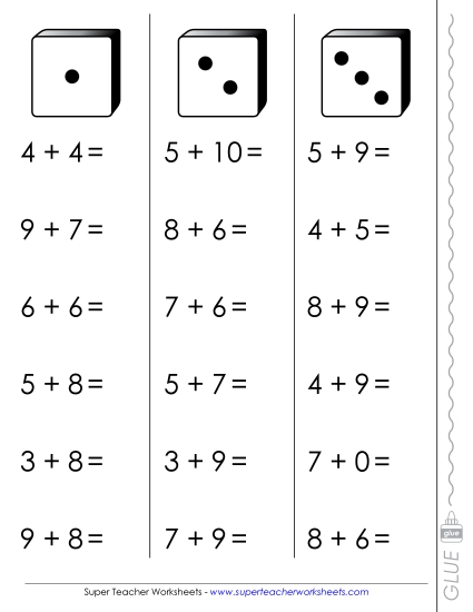 Addition Worksheets & Games - Addition Fluency Dice Addition Worksheets & Games - Addition Fluency Dice