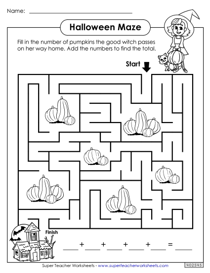 Addition - Addition Maze (Intermediate)