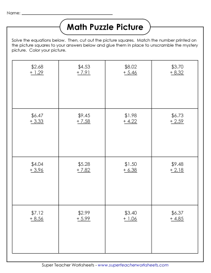 Earth Day Math - Addition Puzzle: Earth Day