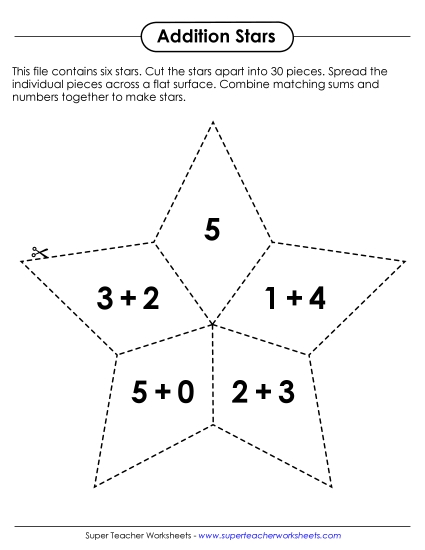 Addition Worksheets, Games, & Puzzles - Addition Star Puzzles Addition Worksheets, Games, & Puzzles - Addition Star Puzzles