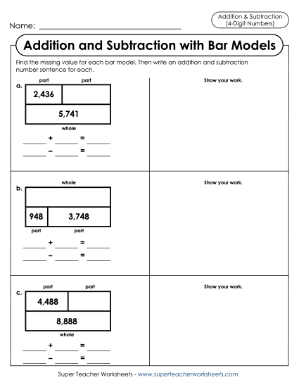 Addition and Subtraction Mixed - Addition-Subtraction Bar Models With Work Space Addition and Subtraction Mixed - Addition-Subtraction Bar Models With Work Space