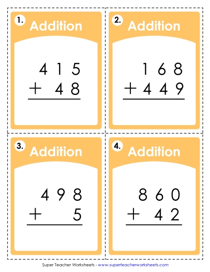Addition (3-Digit Addends) - Addition Task Cards Addition (3-Digit Addends) - Addition Task Cards